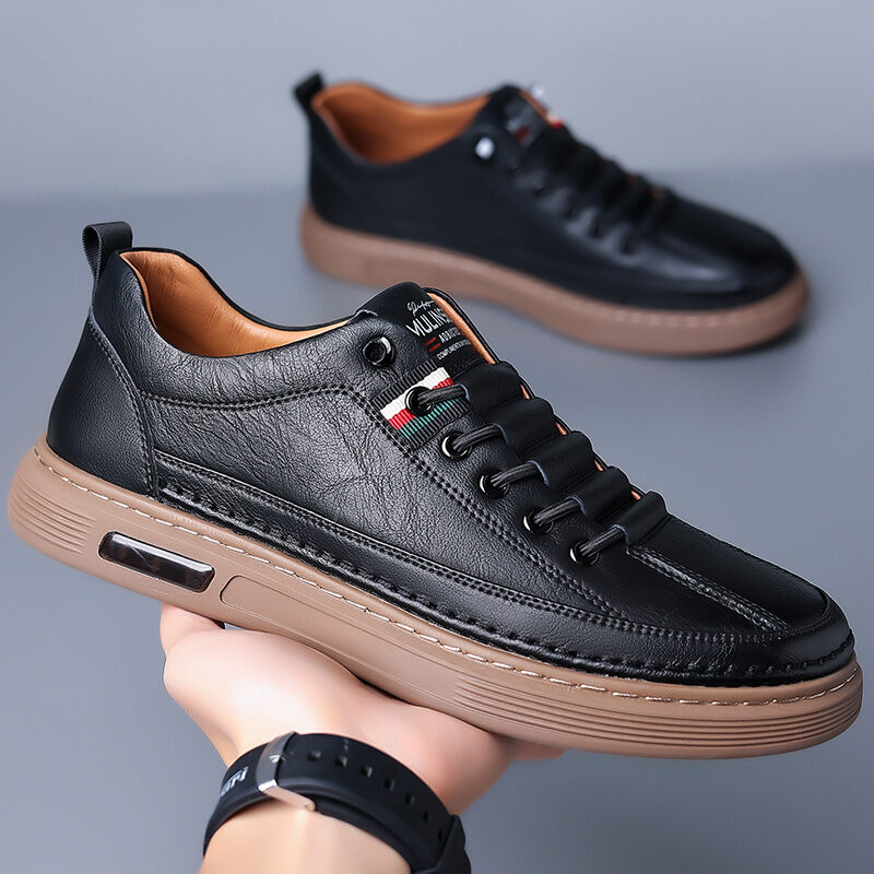 Sapatos casuais respiráveis ​​de couro artesanal italiano