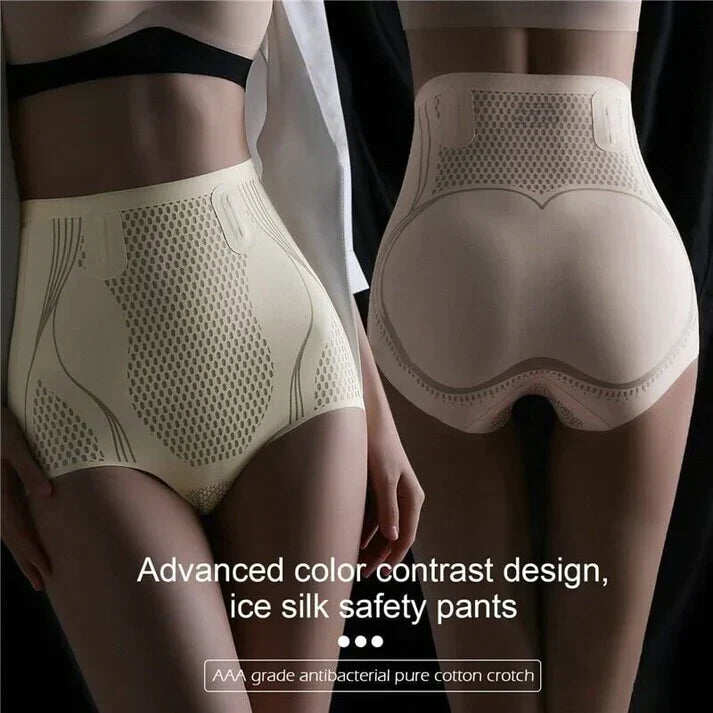 Shorts modeladores para reparo de fibra de íon de seda gelada, cuecas para controle de barriga