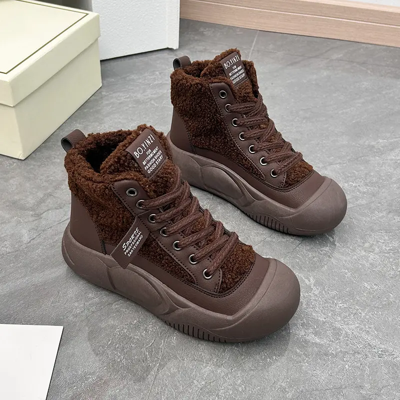 【35-40】Novos calçados esportivos de inverno com sola grossa e acolchoada