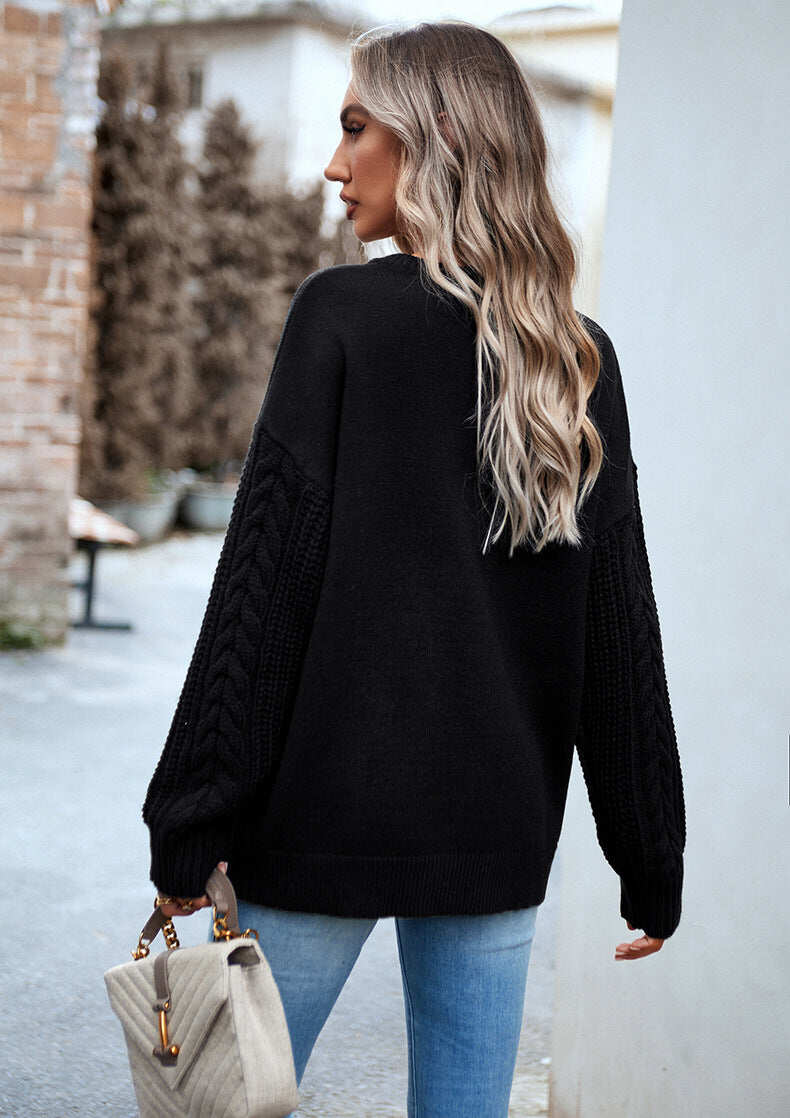 Sweter z długim rękawem i okrągłym dekoltem