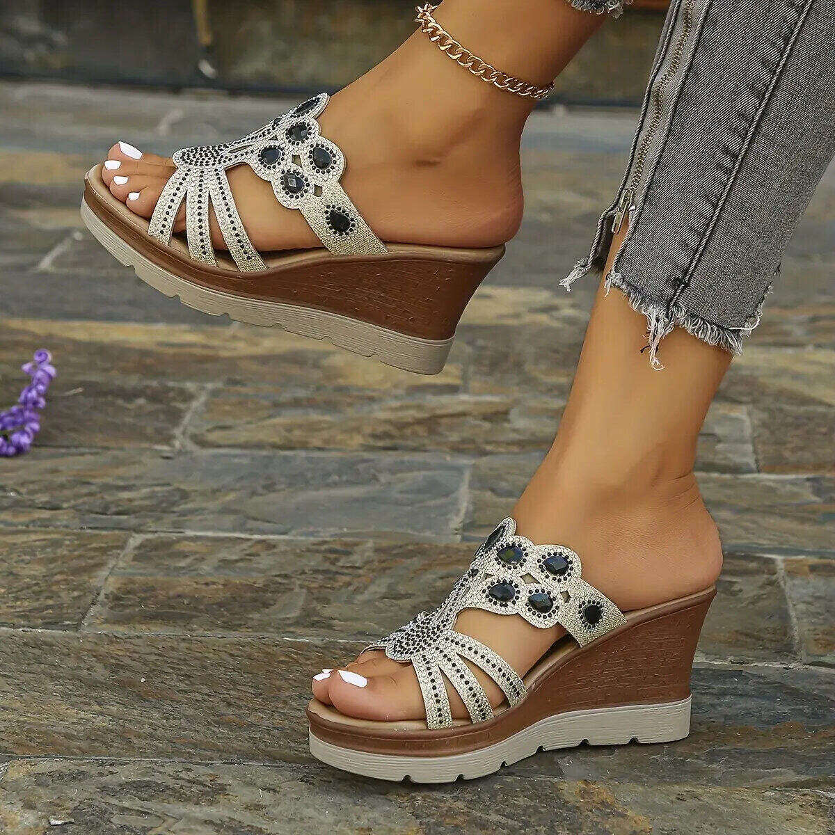 👡[35-43]2024 Novas sandálias confortáveis ​​com joias para mulheres👡