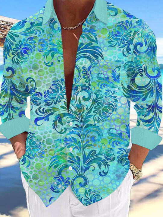 Camisa casual para homem com estampado havaiano