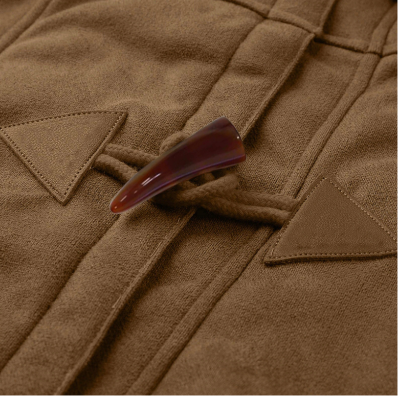 Damski płaszcz jednokolorowy swobodny kardigan zapinany na guziki ciepła średniej długości kieszeń z kapturem