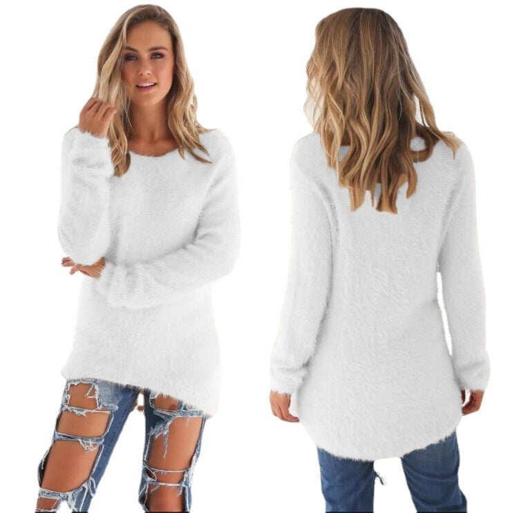 Damski sweter w jednolitym kolorze z długim rękawem