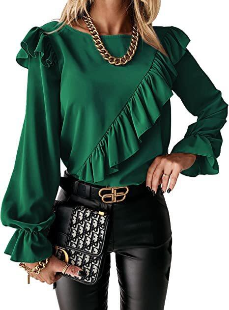 🍹Elegant shirt long sleeve keyhole top for women