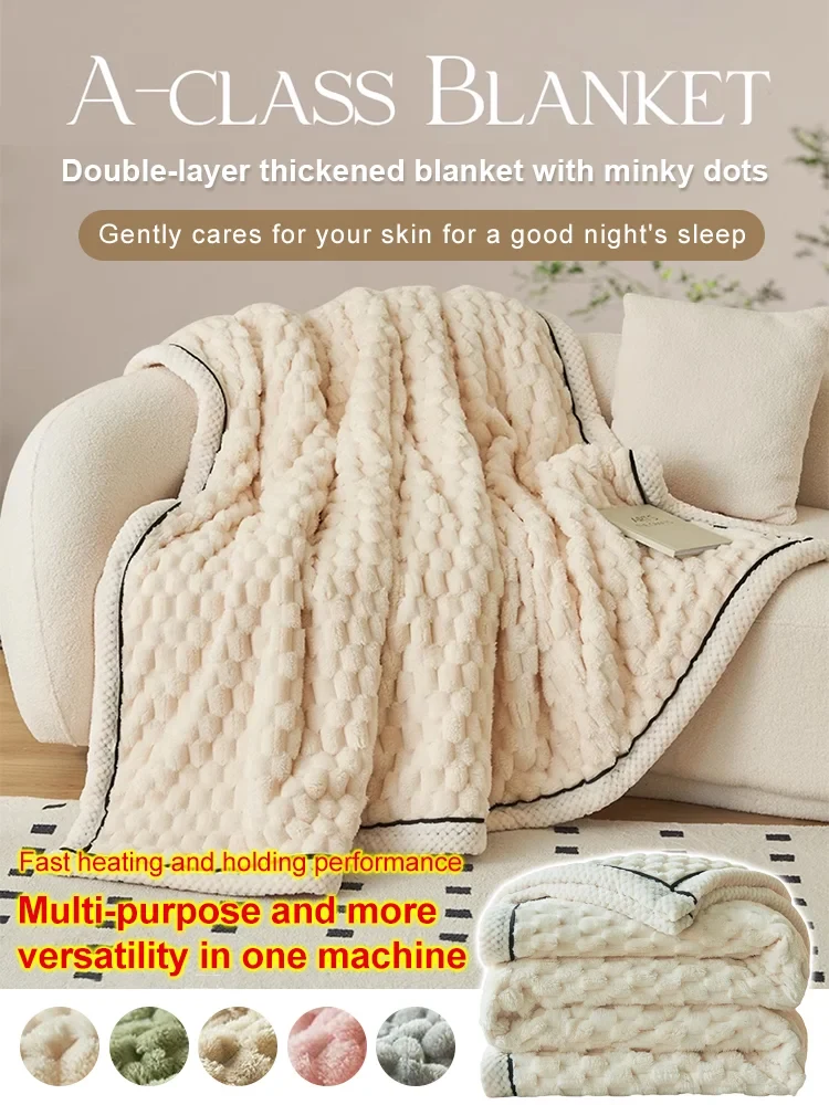 Cobertor Minky de bolinhas de camada dupla espessa