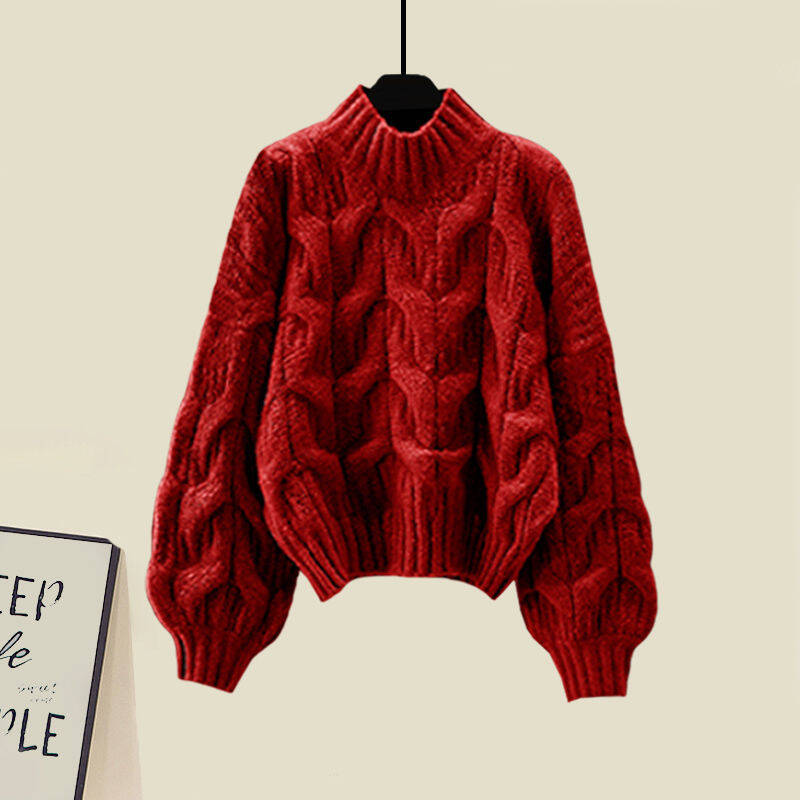 Conjunto suave de outono, conjunto retrô elegante de duas peças (suéter + saia)