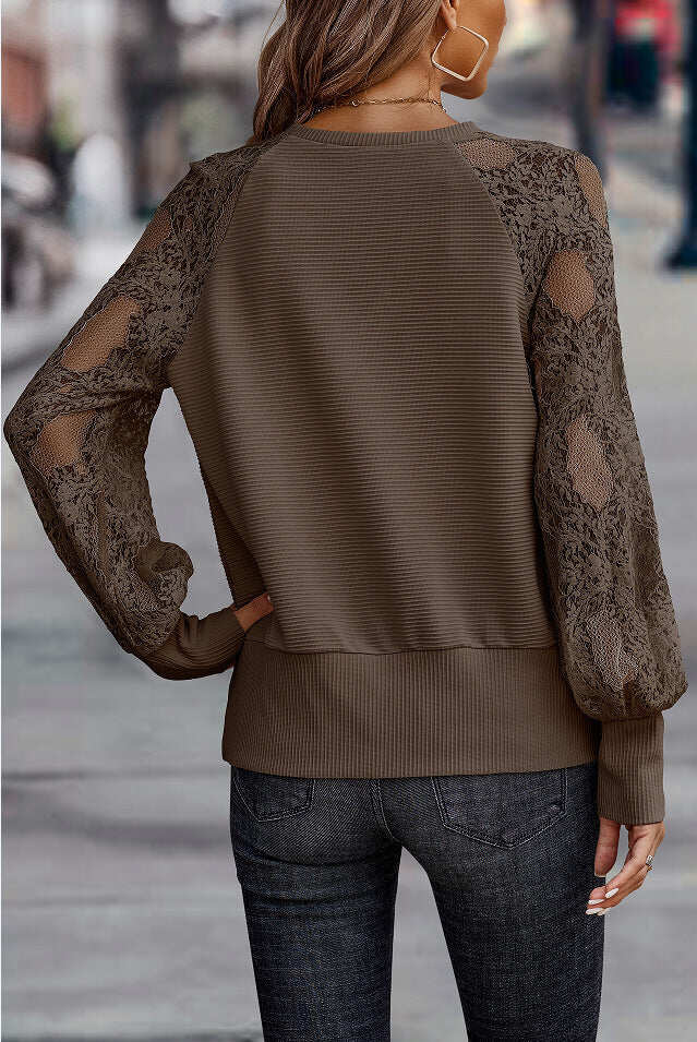 Damski sweter z dzianiny z dekoltem w kształcie litery V, koronkowy top 2023 w nowym stylu