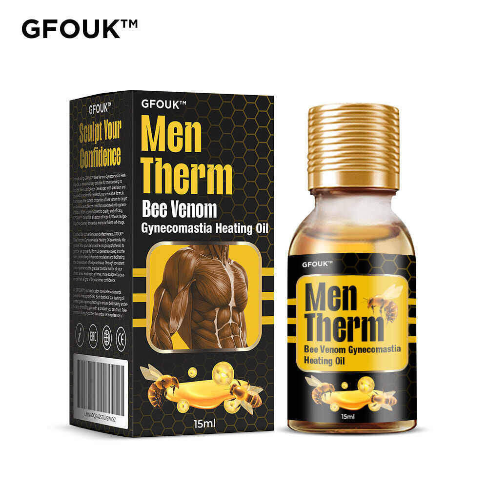 GFOUK™ MenTherm olje za učvrstitev moških prsi in ogrevanje prsnih mišic, pridobljeno iz čebeljega strupa.