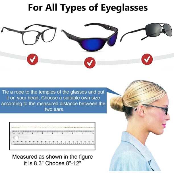 (OSZCZĘDŹ 4/9% ZNIŻKI) Regulowany, antypoślizgowy pasek do okularów