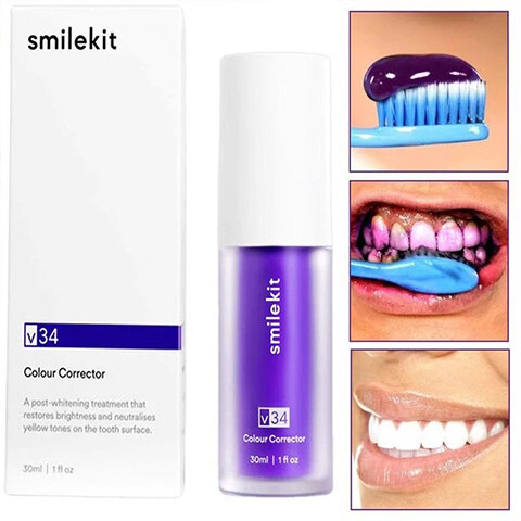 SMILEKITTM Nova série V34 creme dental corretor de cor roxa