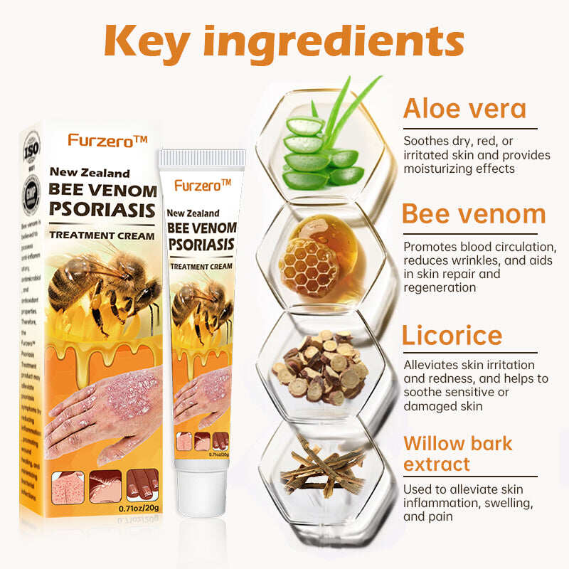 🔥Furzero™ Novozelandska krema za zdravljenje psoriaze s čebeljim strupom (primerna za vse kožne bolezni)