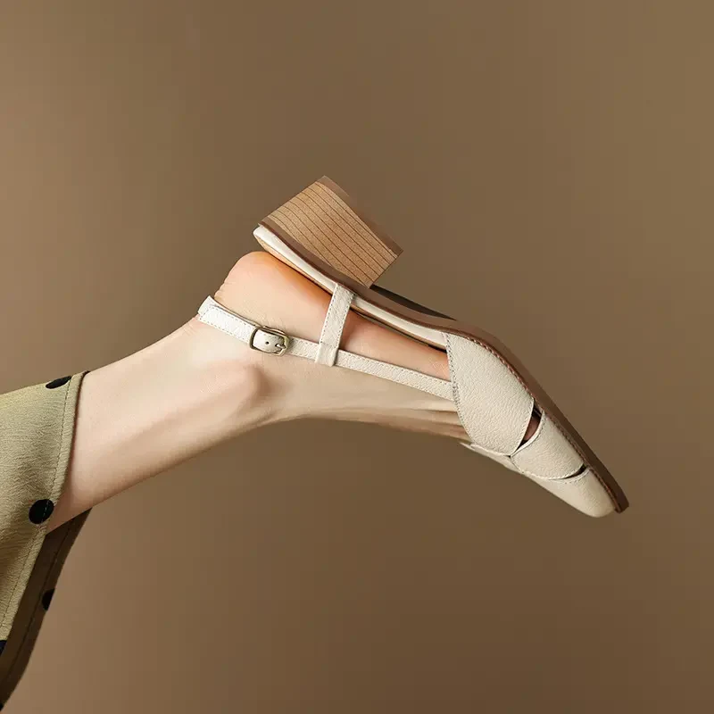 【35-40】💖2024 Sapatos de couro romano Baotou feitos à mão, modernos e versáteis, 2024