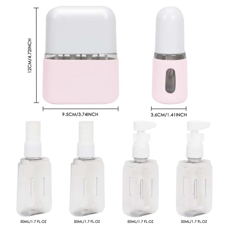 Przenośny zestaw butelek podróżnych z mini dozownikiem szamponu