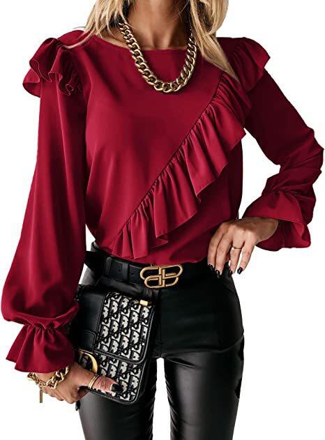 🍹Elegant shirt long sleeve keyhole top for women