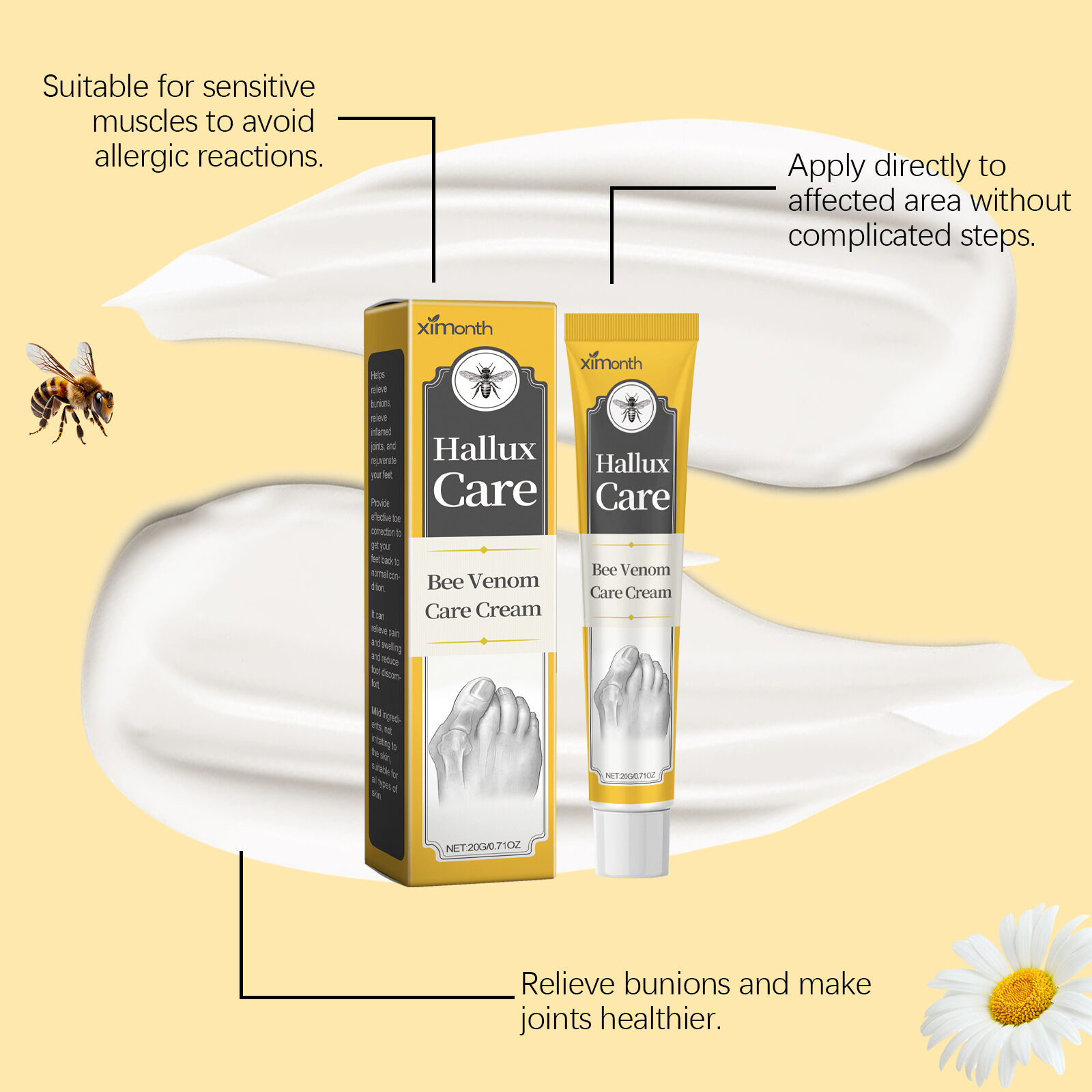 Flysmus™ HalluxCare negovalna krema s čebeljim strupom