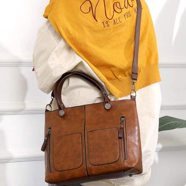Damska skórzana torba na ramię w stylu vintage