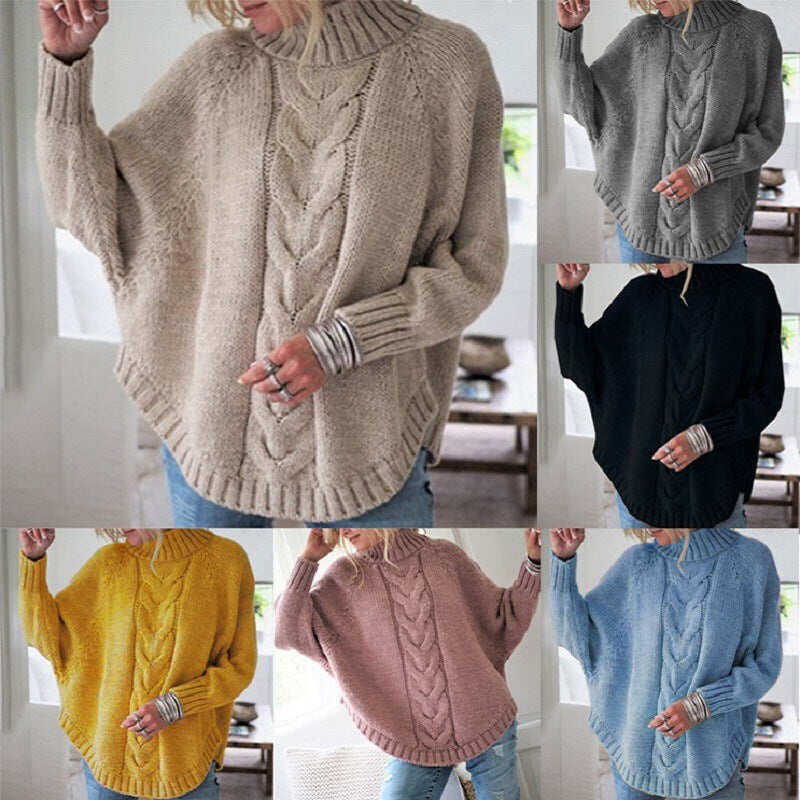 Sweter z dzianiny dolman z rękawami