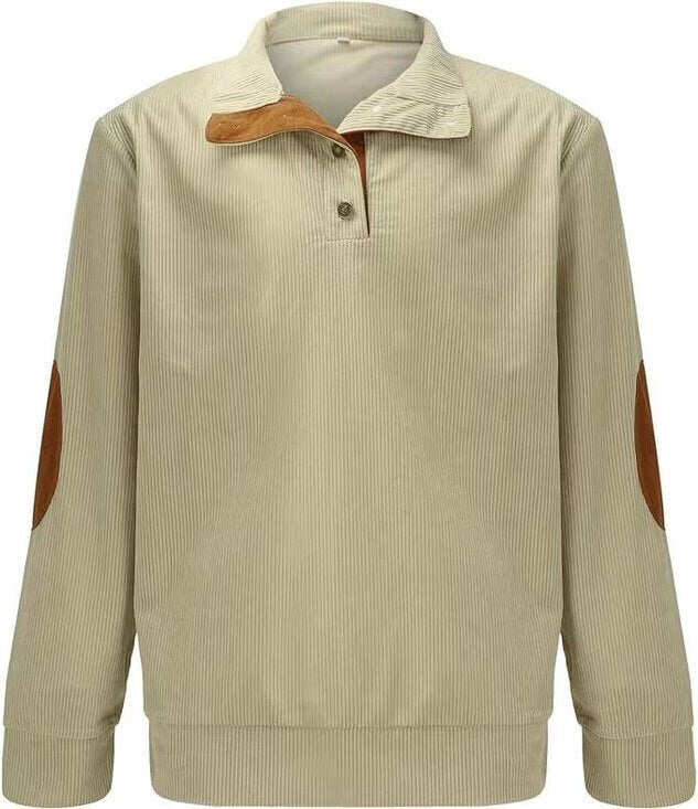 Męska sztruksowa bluza z kapturem w stylu vintage, zapinana na guziki